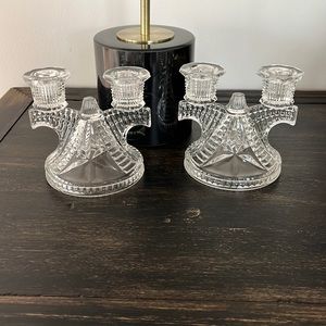 Vintage Federal Glass Wigwam Candlesticks